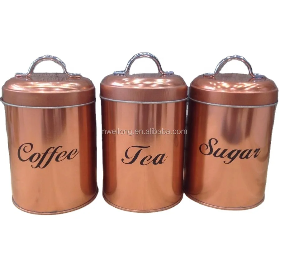 Rose Gold Copper Tea Sugar Coffee Canisters Rosy Blush Airtight