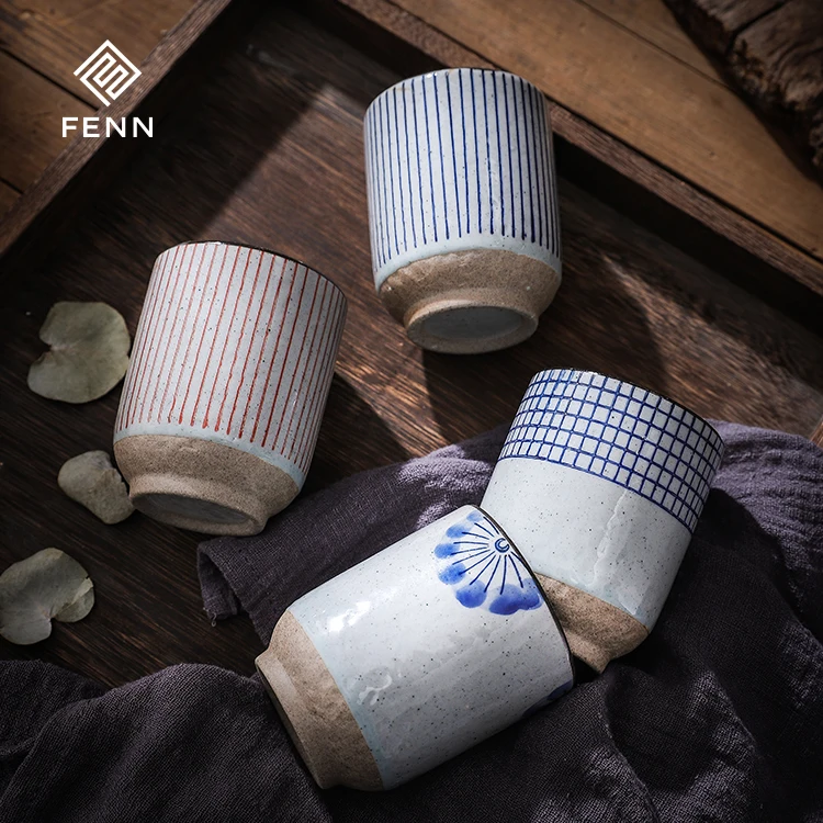 FENN Hot sale japanese style tea cups in bulk ceramic cup vintage reusable tea cups porcelain for gift or coffee shop