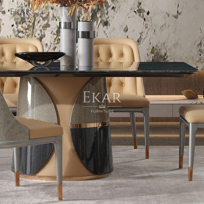 product new design black and white veneer veneer restaurant long dining table dining table and chairs set-61