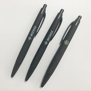 Wholesale High Quality Black Promotion Rubber Coated Plastic Ball Pen With Custom logo Office Supplies Plastic Ballpoint Pen
