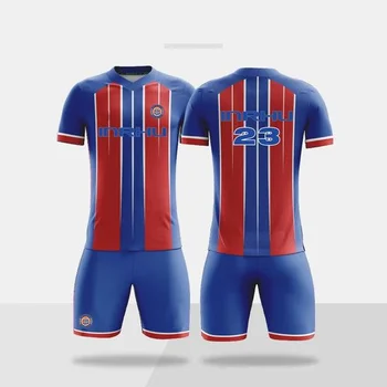 Customizable logo Size Number Red and Blue Stripes Sublimation Original Quality Soccer Jersey