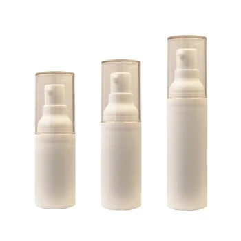 New airless plastic pump bottle 15ml 30ml 50ml Custom High Quality 15ml white and gold bottle with airless pump for skin care