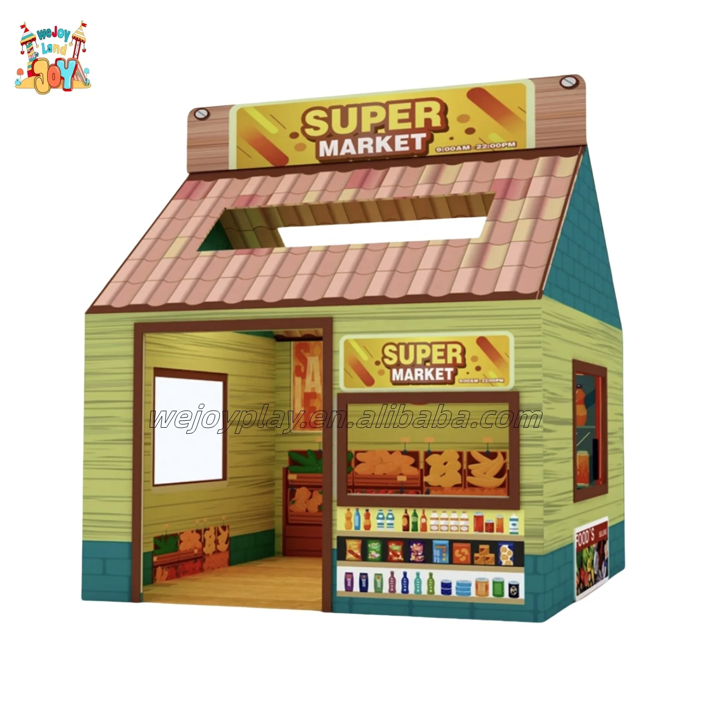 Wejoy Commercial Pretend City Town Playhouse Toddler Role Play House Soft  Indoor Playground Supermarket Equipment for kids