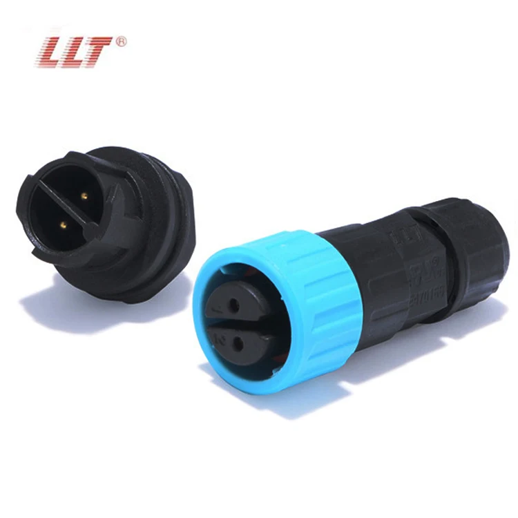 Waterproof Connector LLT-USA M16 IP68 2 Pin Rear Panel Mount Male Female Plugs 