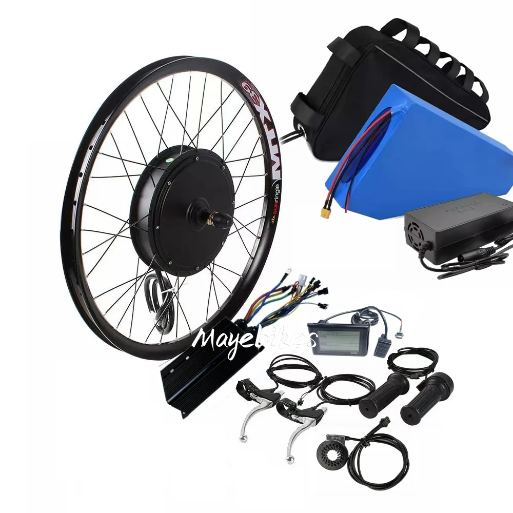 Electric Bike 72v 5000w Hub Motor Conversion Kit 29inch Rear Wheel  Bike to Ebike Kit with 30Ah Triangle Battery