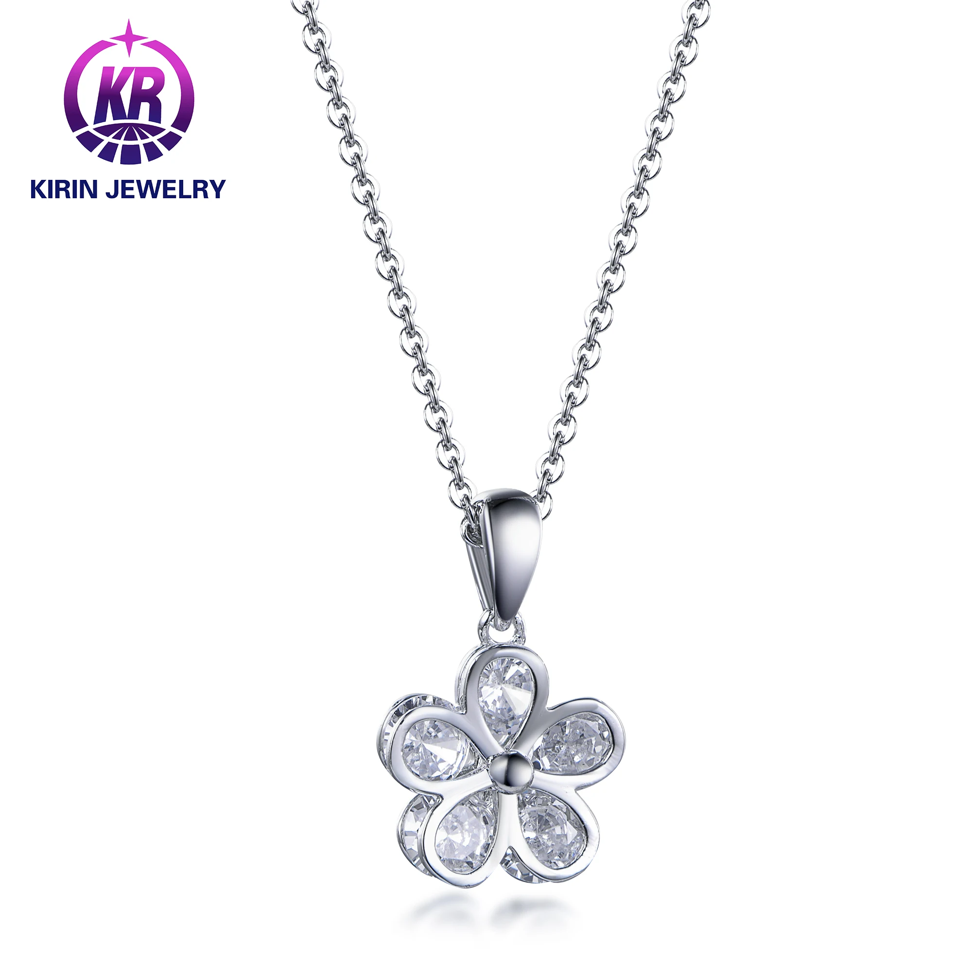 trendy necklace Fashion 925 Sterling Silver Sakura Necklace Jewelry Sakura Pendant Necklace Ladies