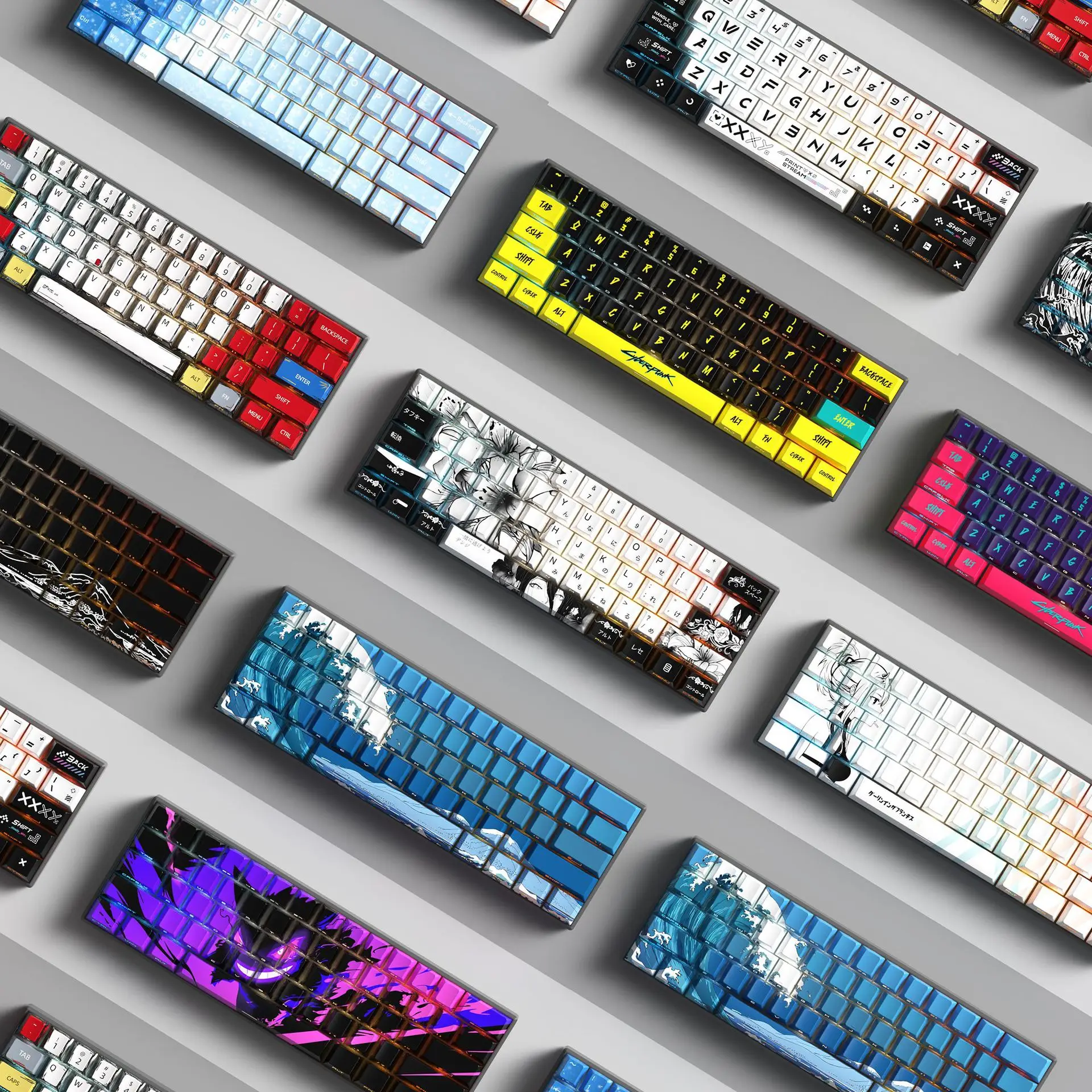 129 Keys Cyberpunk Jinx Keycap Cherry Profile Side Engraved