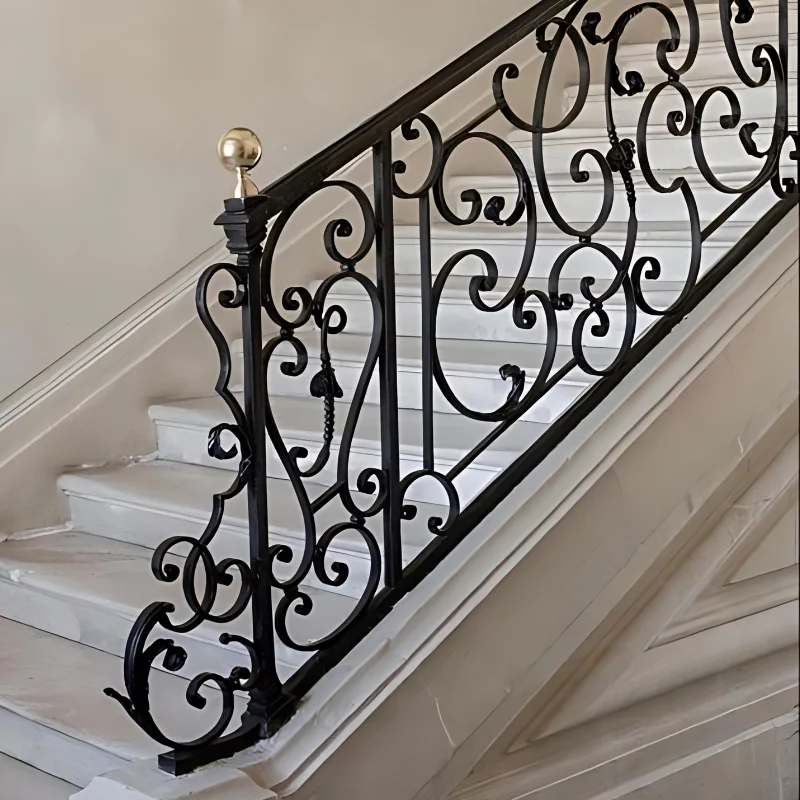 Alibaba.com: Wrought iron staircase handrail with laser-cut grill ...