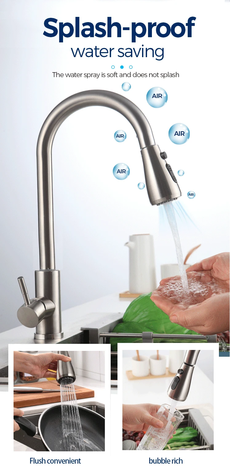 2021 kitchen faucet stainless steel 304 water tap modern kichen kitchen taps brass pull out sprayer kitchen mixer sink faucets