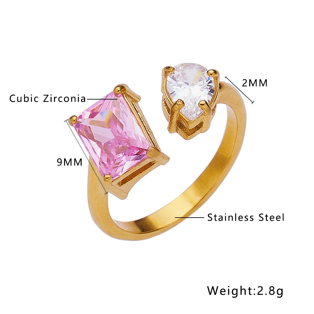 Custom 18k Gold Plated Waterproof Cubiczirconia Crystal Stainless Steel Wedding Diamond