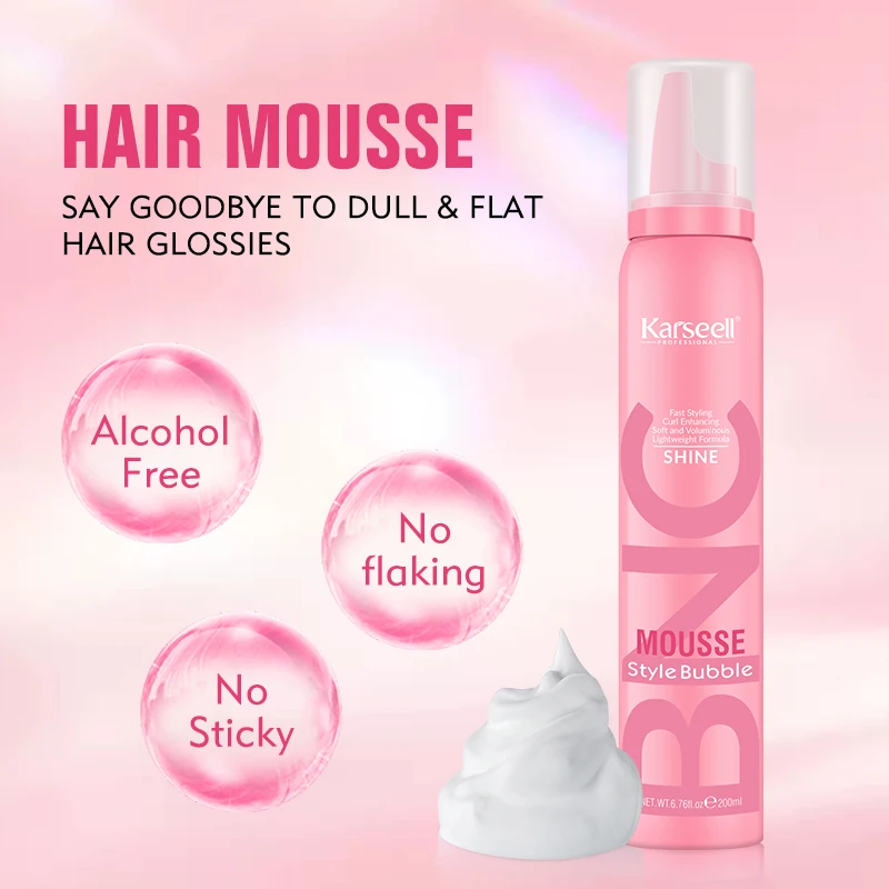 Kraseell Private Label Strong Hold Drying Styling Hair Mousse for Hair Salon