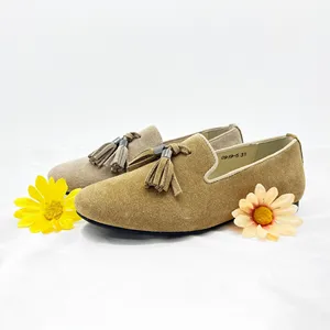 OEM ODM Factory Custom Suede Leather Classical Loafers Shoes for Children