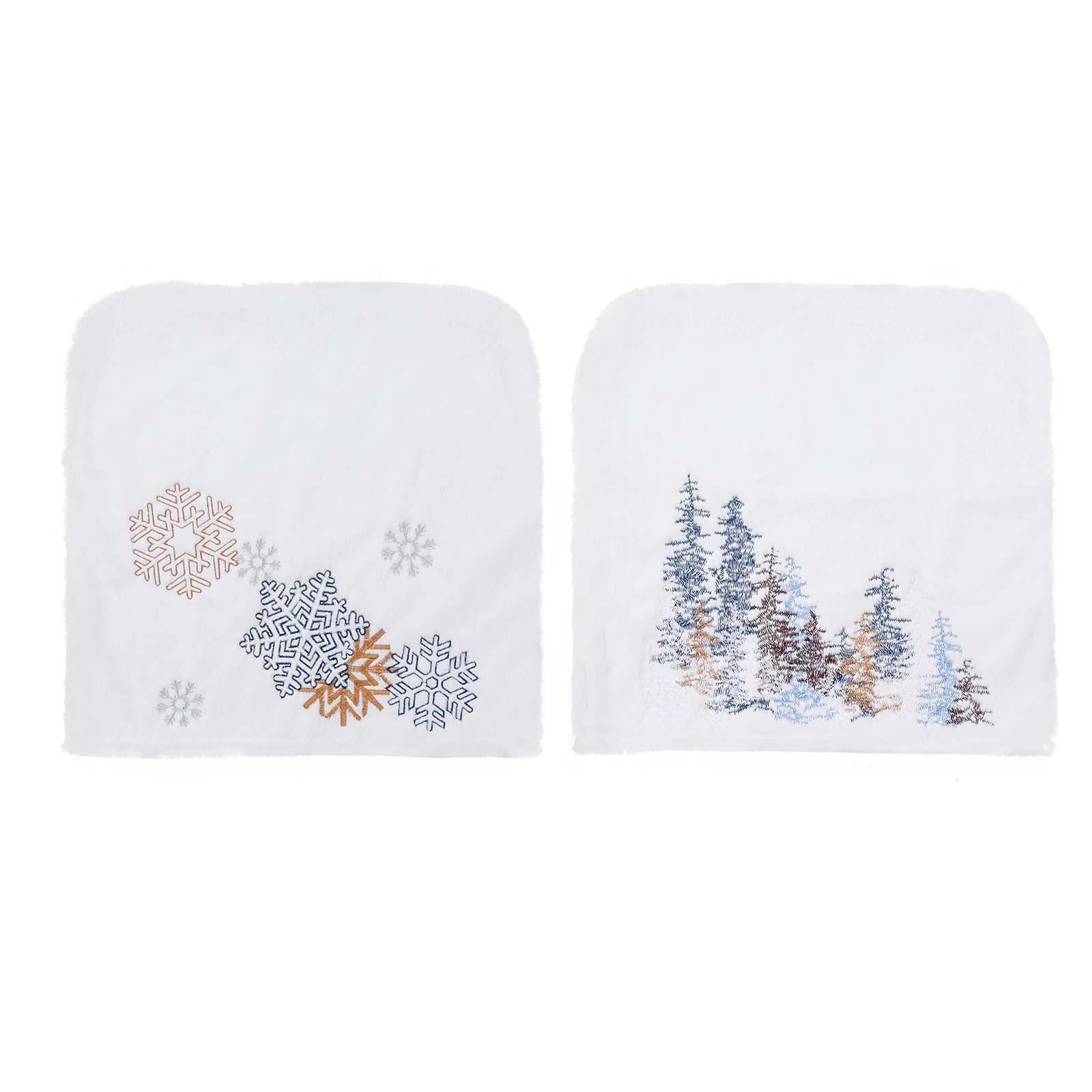 New Nordic Style Embroidery Snowflake Pine Tree Printed Christmas Chair Back Covers for Dining Room Plush Chair Seat Cover