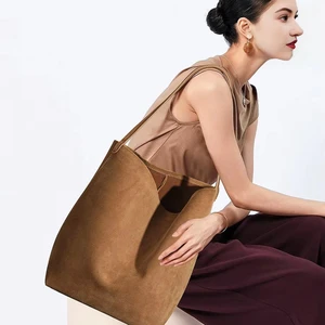 A-99 2026 Women's High-End Shoulder Bags Genuine Leather Large Capacity Frosted Cowhide Bucket Style Genuine Leather Woman Bag