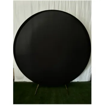 7FT Round Backdrop Stand Cover Black Polyester Elastic Circle Party Decor Baby Shower Photographer Backdrop Stand