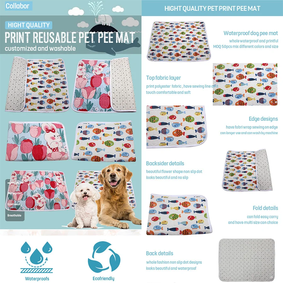Collab Colored Anti-slip Dog Pee Pads Custom Oem/odm Options
