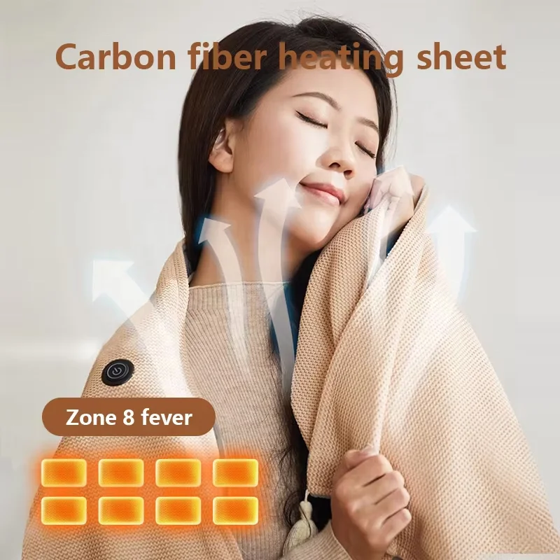 Electric Heated Shawl Warmer Blanket with Graphene Heating Elements Three-Speed USB-Powered Heating for Vehicles Outdoor Camping 5