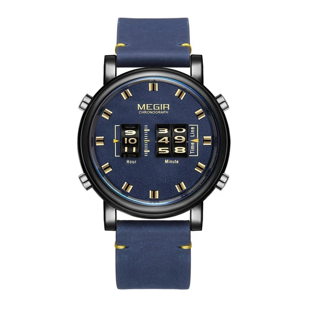 Top Brand Drum Roller Sport Mens New Megir 2137 Quartz Watch