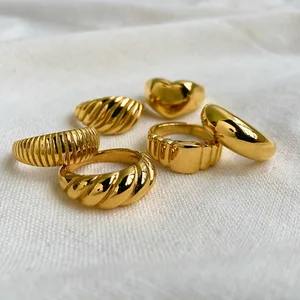 Wholesale 2023 Stainless Steel Wedding Rings Anillos Joyas De Mujer Jewelry 18K Gold Plated Weaving Twisted Look Gift for Women