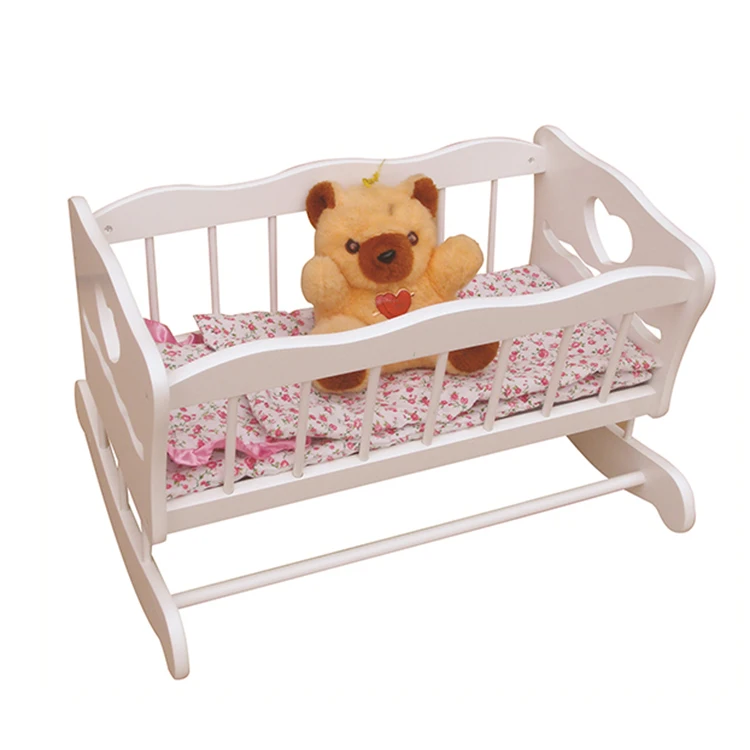 Cheap Hot Sale Top Quality White Wooden Doll Cradle