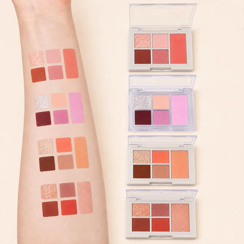 Warm Tone 5 Shade Eyeshadow Palette with Glitter Accent and Soft Matte Colors for Everyday Eye Makeup