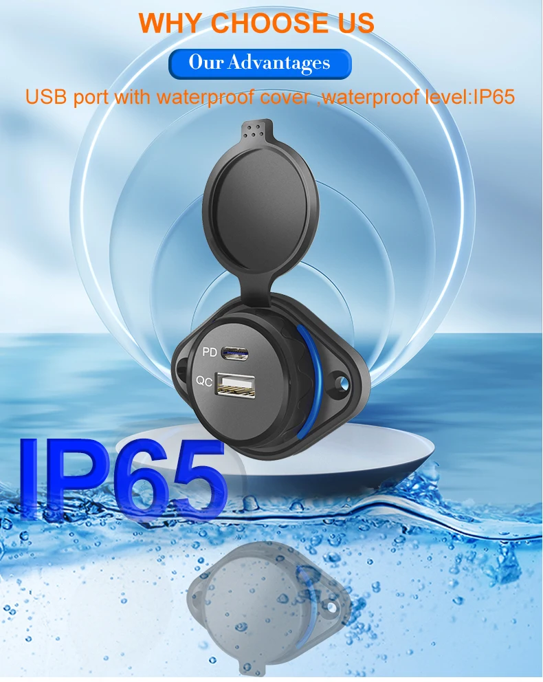 12-24V PD Type C USB Ports Quick Charger QC3.0+PD3.0