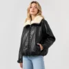 Black with Cream Fur Collar