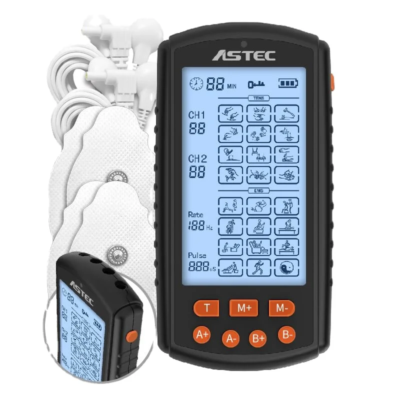 4 Channels TENS Unit Muscle Stimulator with 24 Modes Rechargeable TENS EMS Device Electronic Pulse Massager