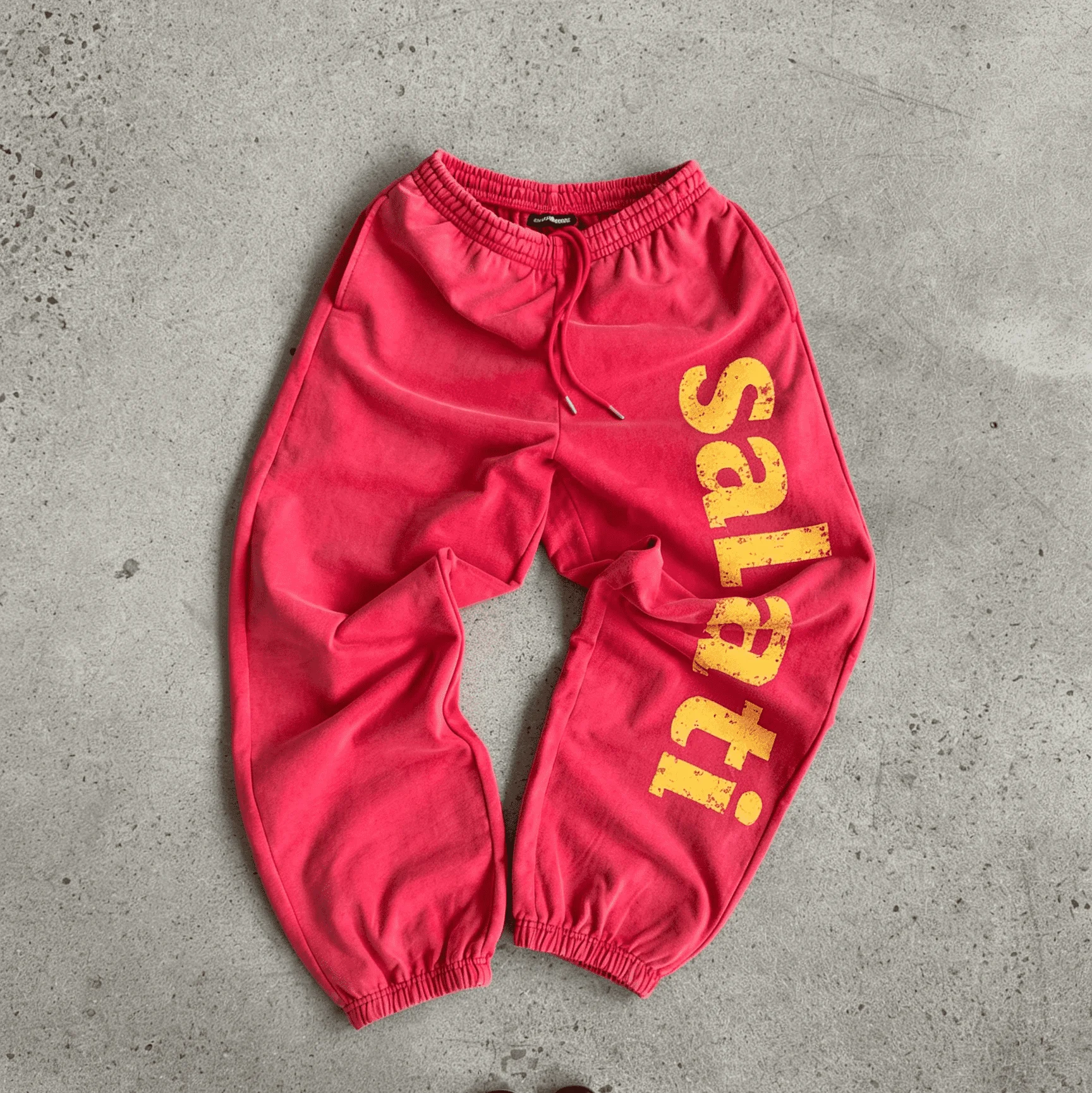 Bulk Supplier Red Vintage Washed Hoodie Chest Print Sweatpants Two Piece Relaxed Fit Casual Men Tracksuit Set gallery 5