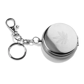 Pocket with Key Chain Mini Portable Car Ashtrays Stainless Steel Cigarette Ashtray and Rolling Tray Set Smoking Accessories