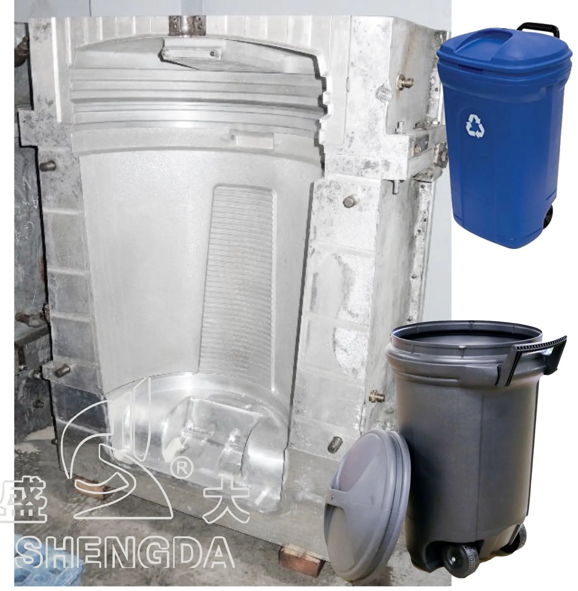 HDPE Plastic Blow Waste Bin Can Mould Blowing Trash Can Mould Garbage Bin Blowing Mold Waste Bin Can