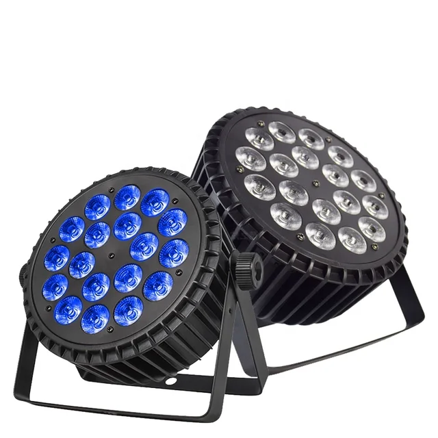 Aluminum Alloy LED Flat Par 18x10W Lights RGBW 4in1 LED Stage Lighting DMX512 For Disco   DJ Wedding Party Equipment