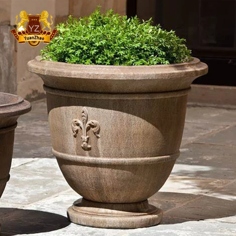 High Modern Western Simple Structure Large Stone Garden Pots High Flower Pot Stand for Outdoor Home Use