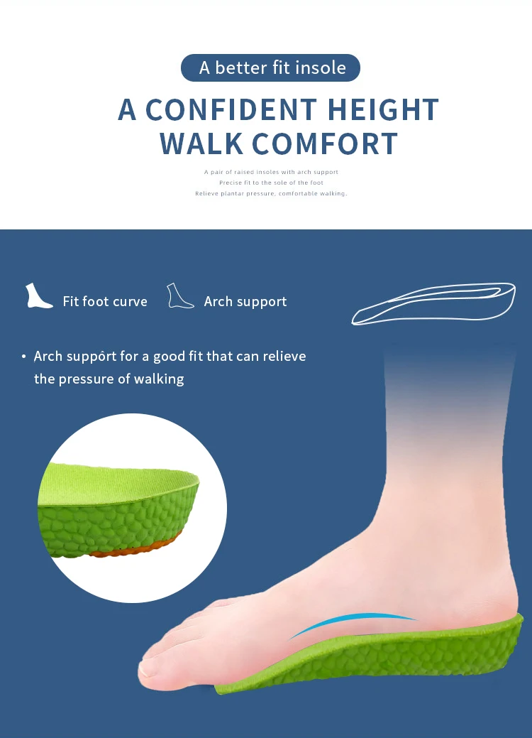 Height Increase Insole 3 Heights Half Heighten Heel Insert Height