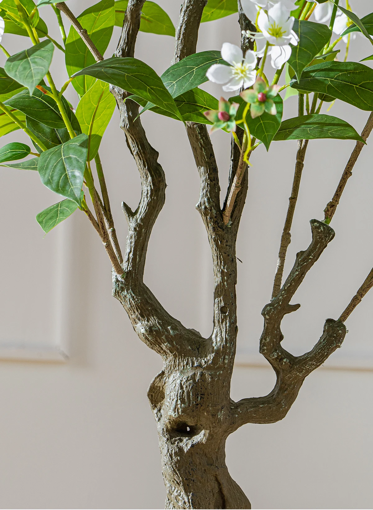 Plastic Green Tree with Real Touch White Pink Purple Artificial Flowers for Home or Office High Touch-Feel Decorative Pot supplier