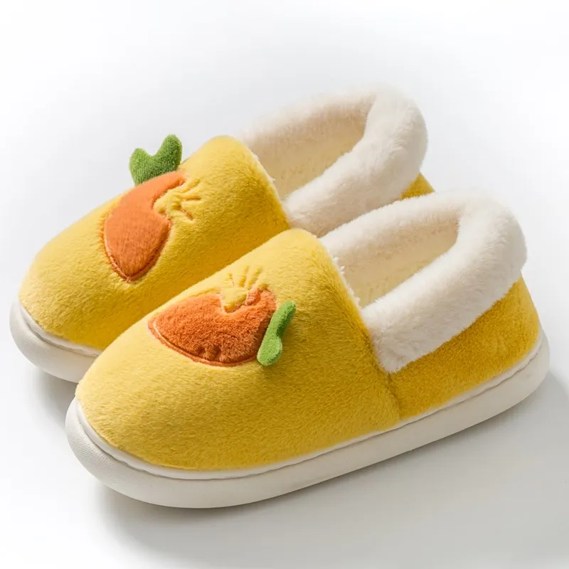 Зимние Детские домашние тапочки, Детская Хлопковая обувь с морковкой, плюшевые теплые тапочки для девочек, домашние тапочки для детей
