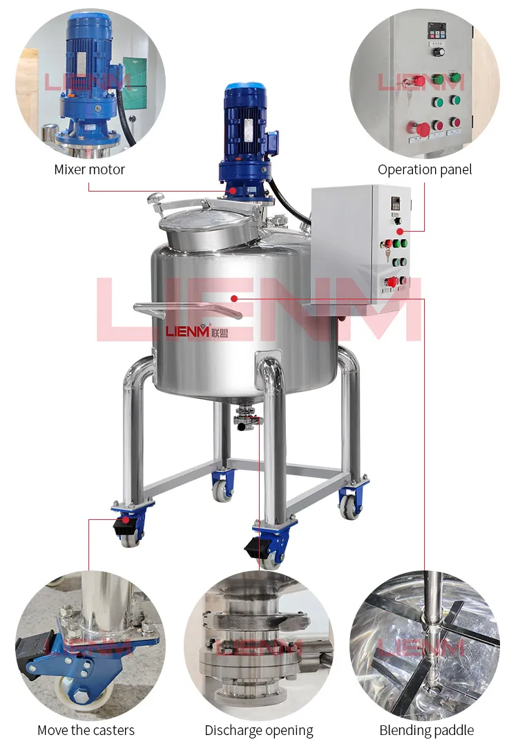 Customized 150l Mixing Tank With Agitator Vacuum Mixing Machine Perfume Mixer Liquid Soap Making Machine Mixer Production Line