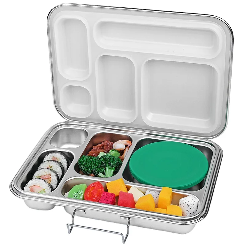 Aohea SS304 food grade leakproof wholesale school 5 compartment insulated stainless steel bento lunch box