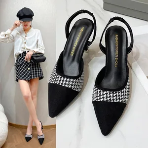 QuiteS 2026 New Pointed Toe High Heels One Strap Back Strap Sandals Sexy Date Daily Casual Thin Heel Closed Toe Shoes for Women