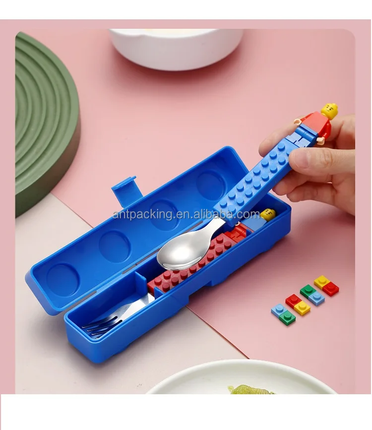 Children Baby Cutlery  Spoon and Fork Set with Plastic case  304 Stainless Steel DIY Spoon Cuterly Set