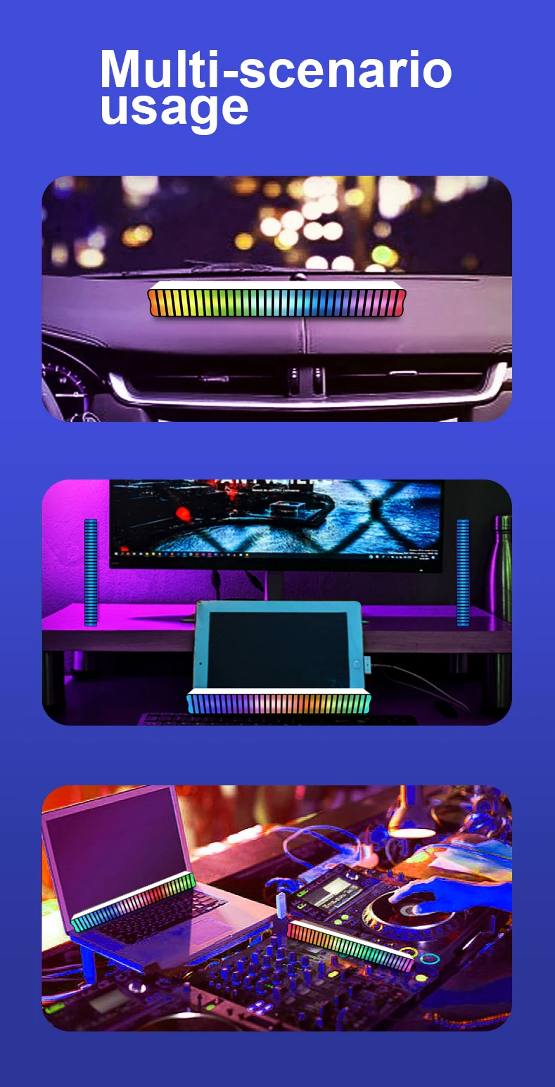 product led pickup light rgb sound control metallic app control rhythm recognition light rgb audio led rgbic car music rhythm lamp-45