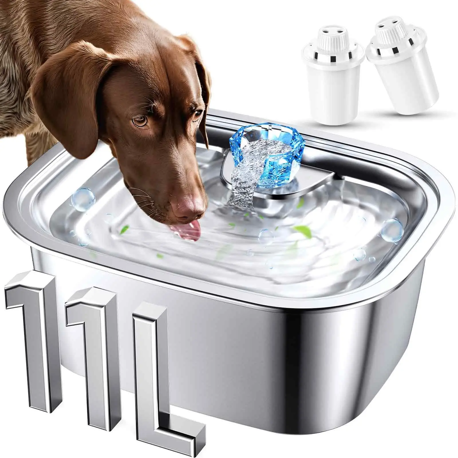 11l Quiet Automatic Dog Water Fountain For Large Dogs Extralarge Capacity Dog Bowl Dispenser