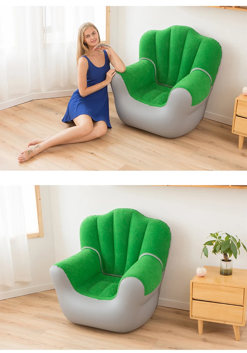 ce证书环保pvc植绒折叠充气沙发椅