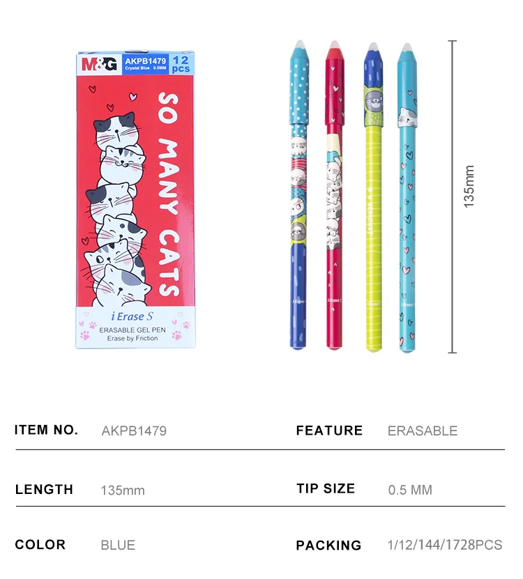 M&G Kawaii 0.5mm Erasable Gel Ink Pen for Kids Heat Sensitive Refillable  Cute Student School Supplues Creative Stationery Erasable Ball Pens - China  Erasable Pens, Pen Gel