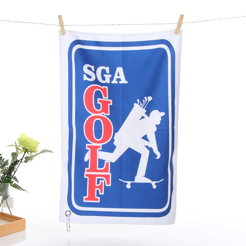 Custom Printing Single Side Logo Golf Towels With Hooks Microfiber Fabric Waffle Golf Towel