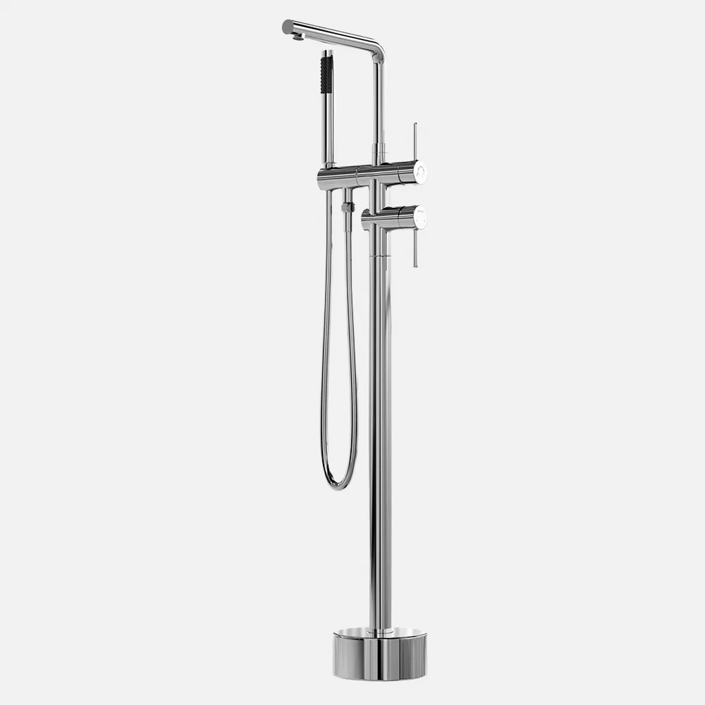 single handle chrome brass shower floor mounted bath waterfall bathtub faucet mixer