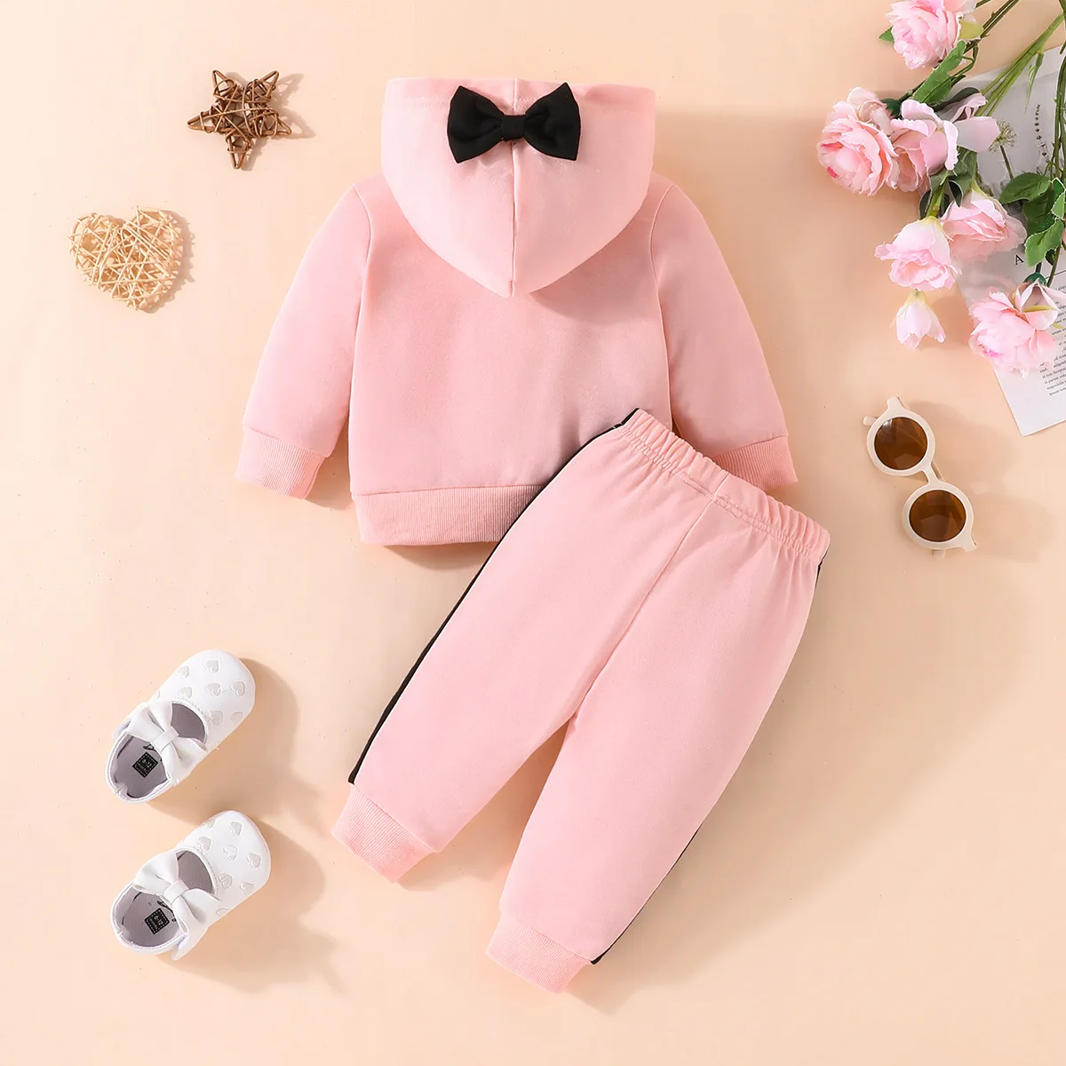 2023 Spring Autumn Infant Clothing Sets Long Sleeve Letter Print Hoodie Patchwork Pants 2 Pieces Baby Clothes for Girls