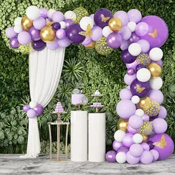 Karneval Luftballon Party Deko Set – Lila Grün Gold Ballongarlande Mit Fransen Vorhängen, 60x 30 Cm Luftballons, 40x 5 Zoll, Konfettiballons, Klebepunkte & Ballonkette – Für Geburtstag & Baby Shower