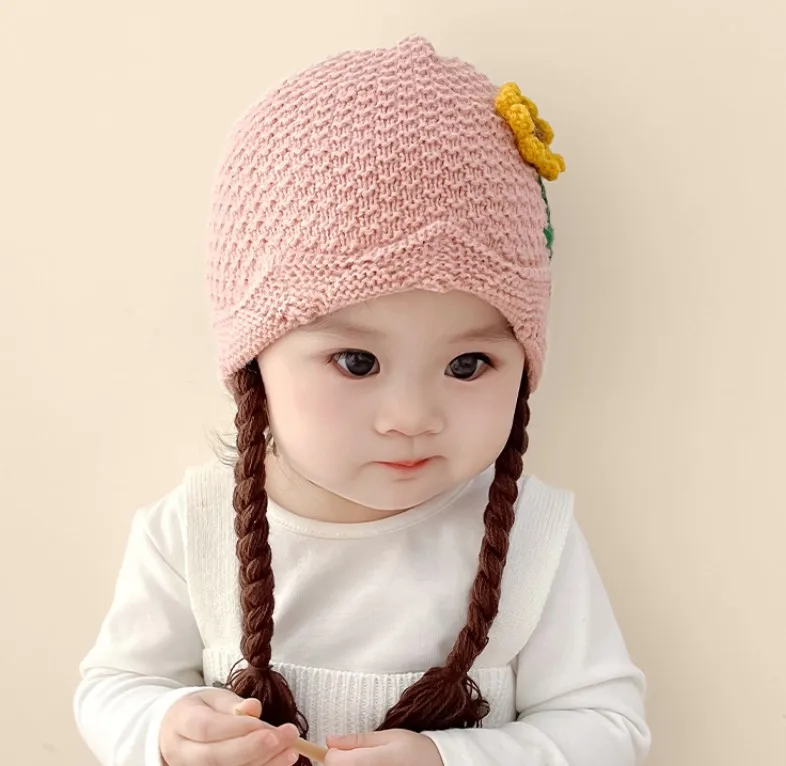 New Autumn and Winter Baby Woolen Caps Princess Wig Hats