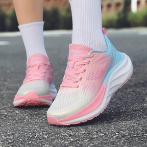 Fashion Women Sport Shoes Breathable Mesh Causal Sneakers Trendy Thick Bottom Shock Resistant Daily Running Shoes